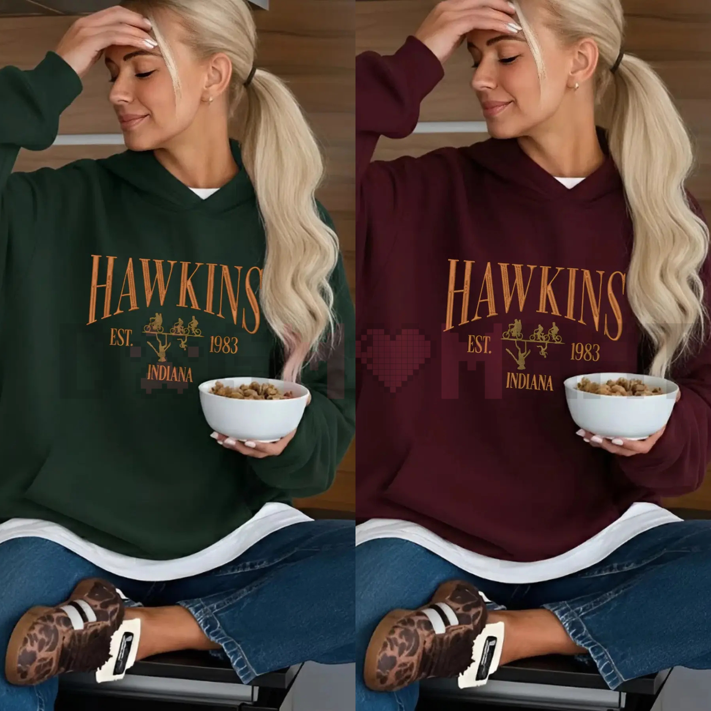 Hawkins Indiana 1983 Embroidered Unisex Hoodie