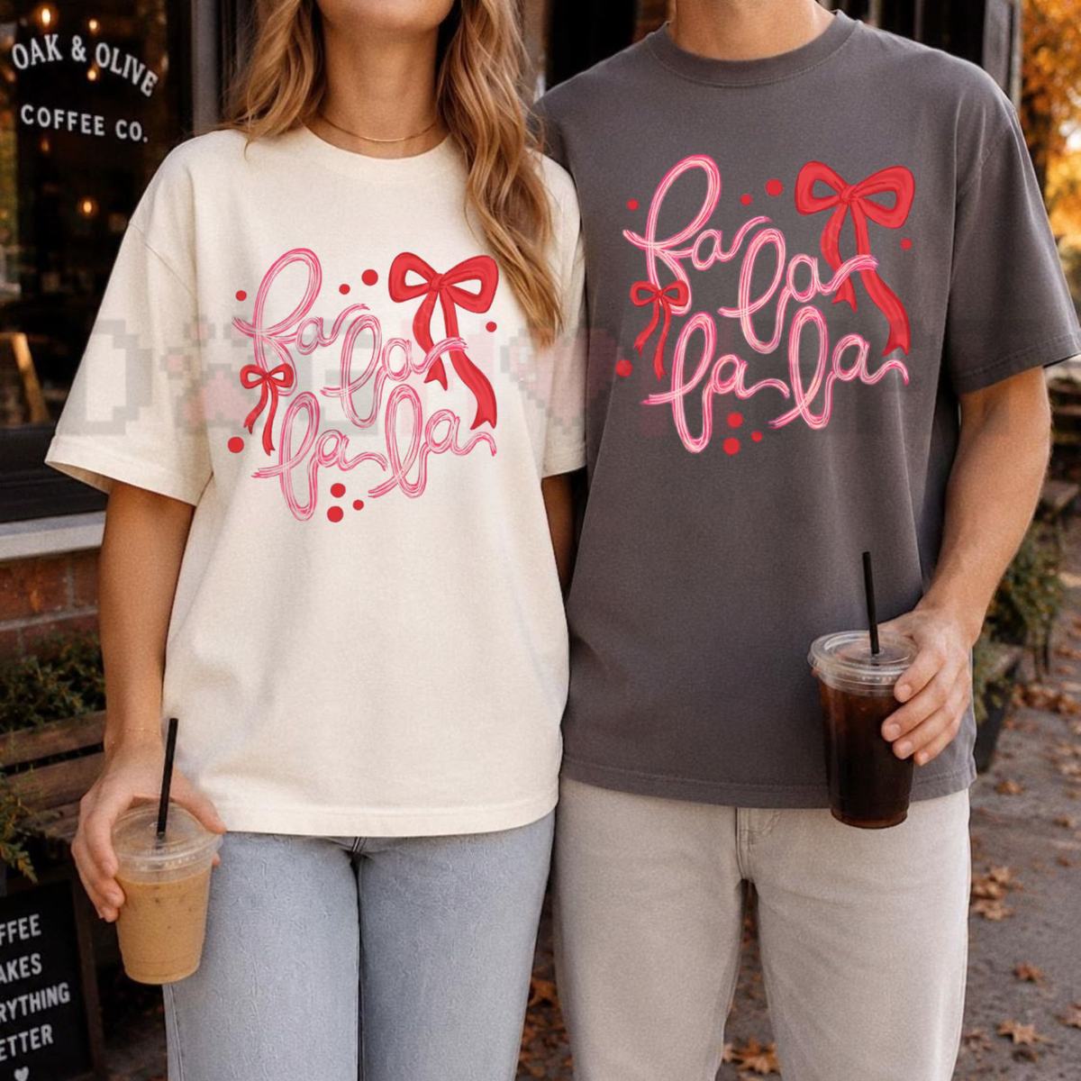 Festive Friction Tee – "Fa La La" Trendy Retro Christmas Graphic Shirt
