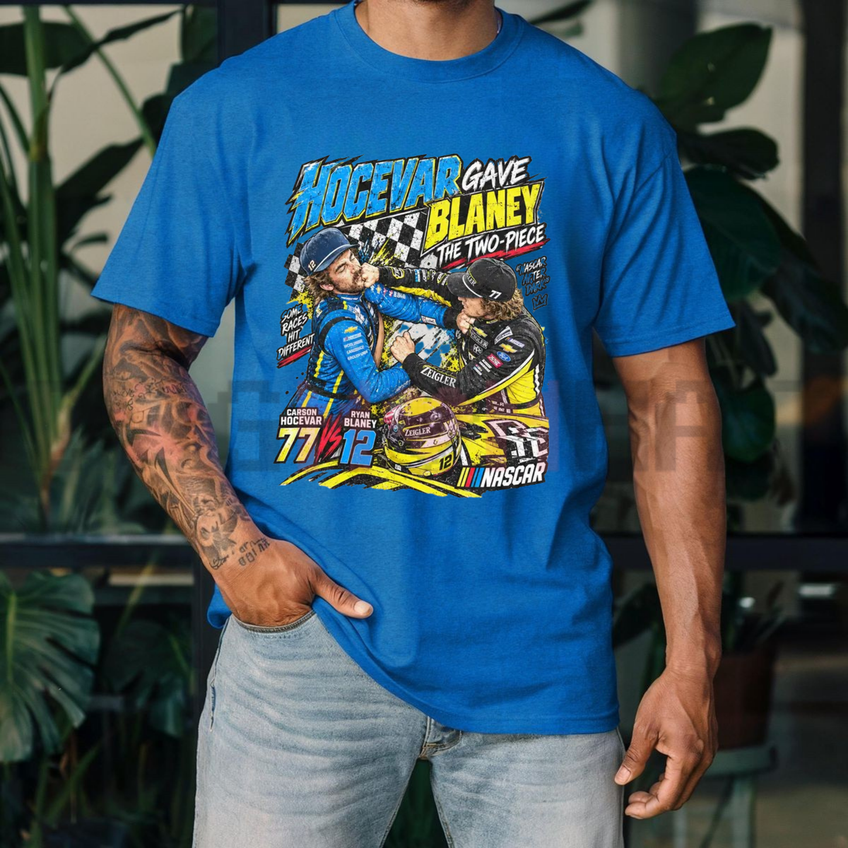 "Ryan Blaney vs Carson Hocevar Track Rivalry" Racing Graphic T-Shirt