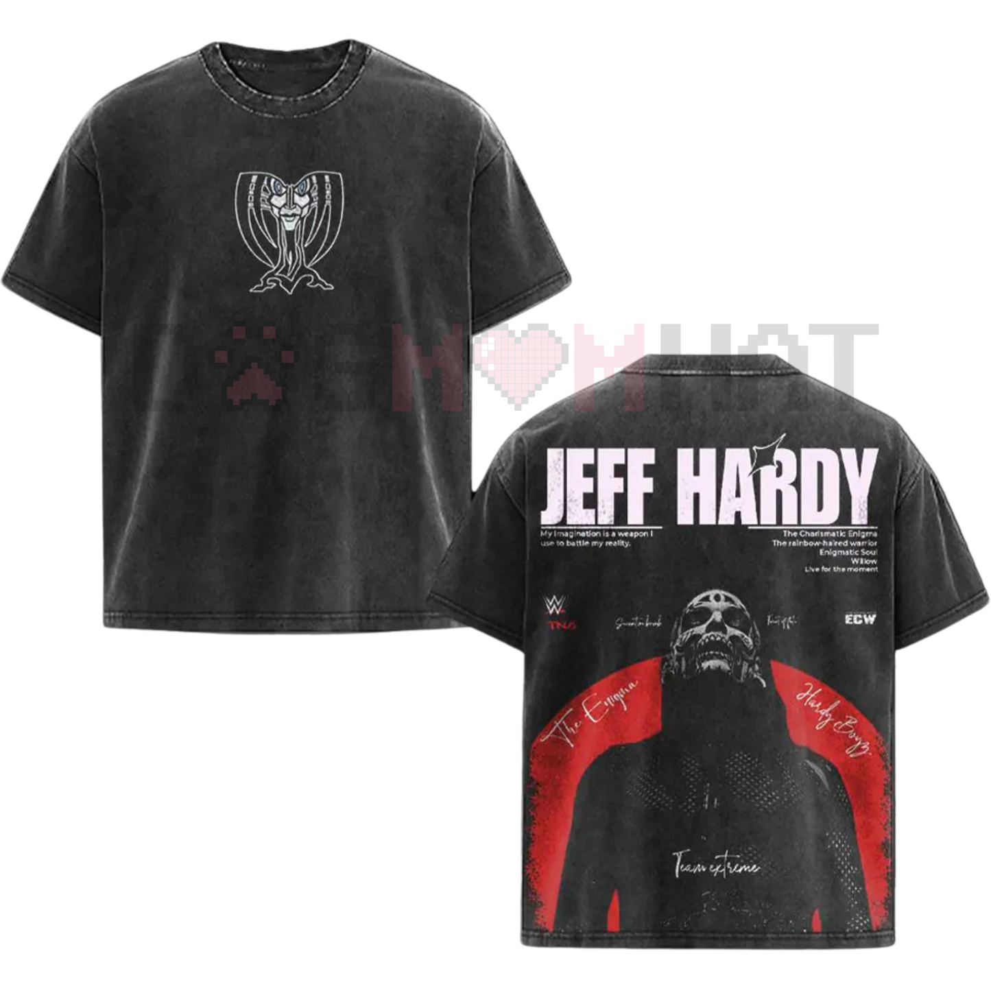 Jeff Hardy Enigma Vintage Wrestling Tee – Charismatic Enigma Retro Washed Black Tee
