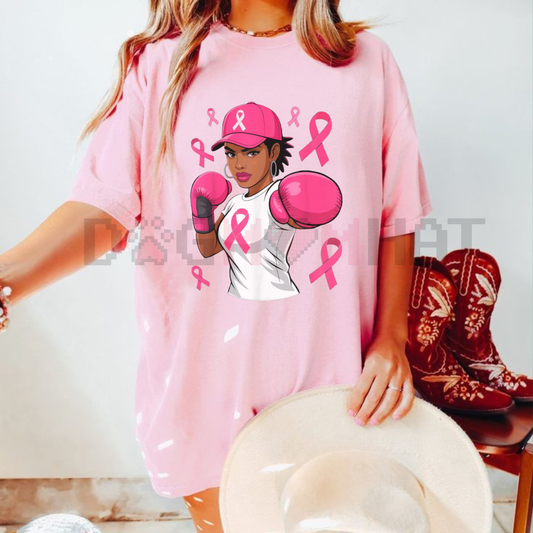 Black Women African American Fight Breast Cancer Pink Ribbon T-Shirt