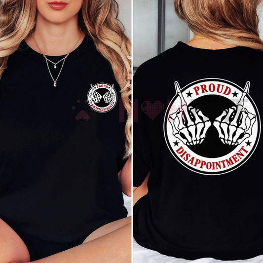 "PROUD DISAPPOINTMENT" Defiant Bone Hand Graphic Crewneck Tee