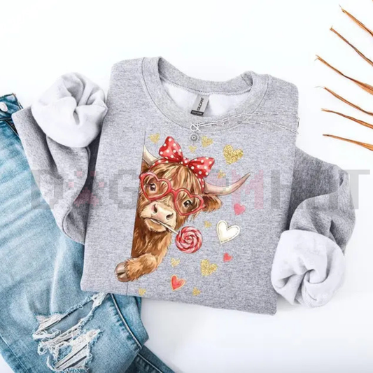 Valentine Highland Cow Sweatshirt