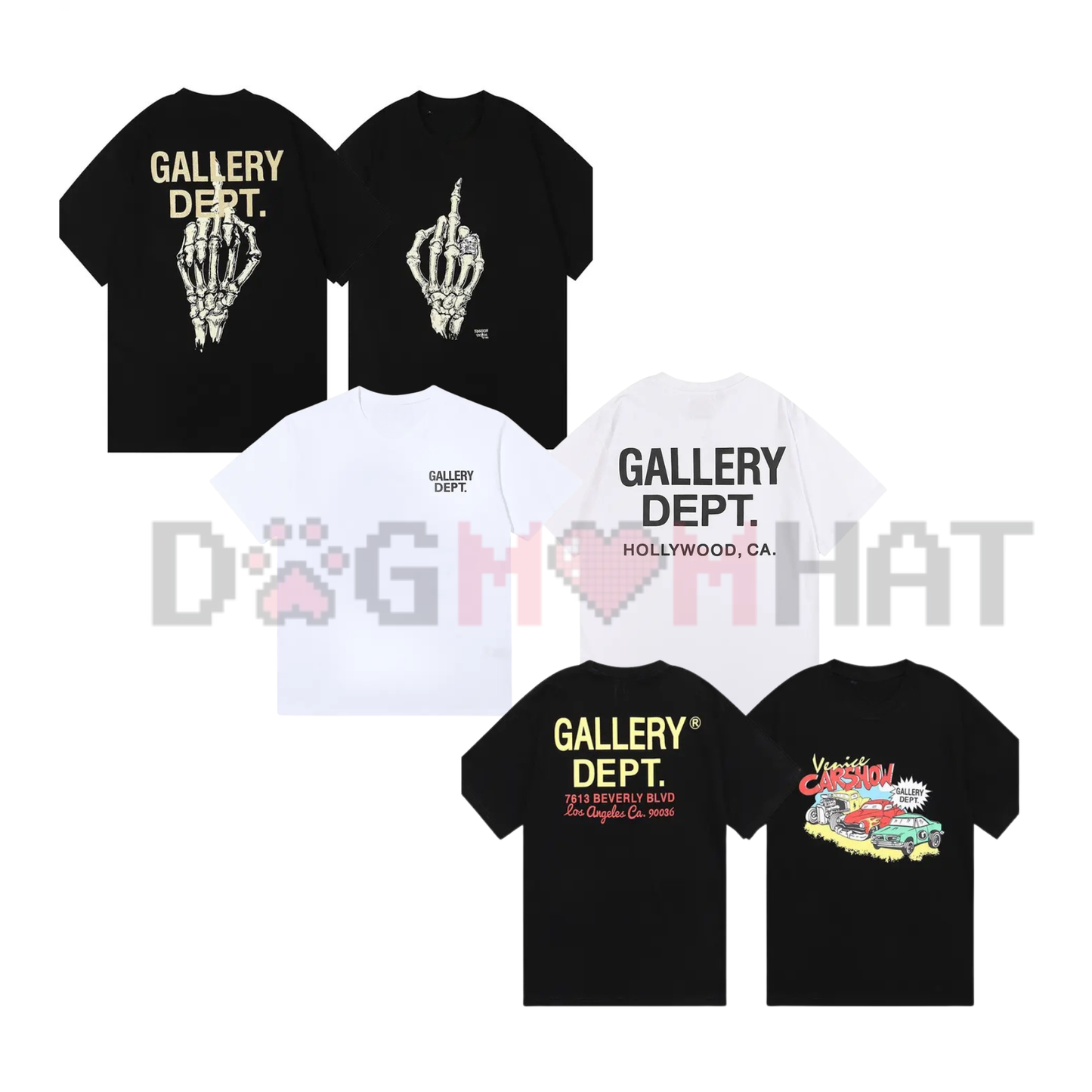 Gallery Dept Classic Letter Slogan Skull Hand Graphic Tee - Gothic Bone Print Cotton Unisex Casual Streetwear T-Shirt