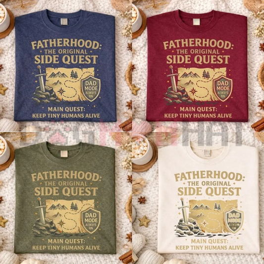 Fatherhood The Original Side Quest T-Shirt – Funny Gamer Dad Tee