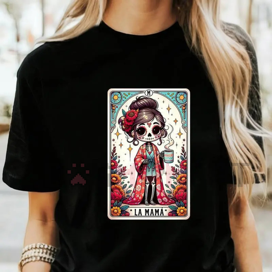 Tarot Card Shirt Funny Mexican Mom T-shirt – Spanish Mothers Day Latina Skeleton Catrina Mama Tee Gift