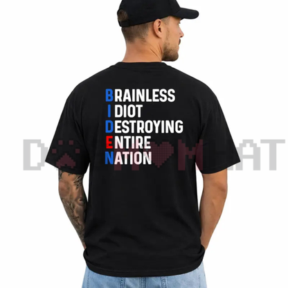 Political Humor Short-Sleeve Graphic T-Shirt - Daily Casual Cotton Menswear Tee