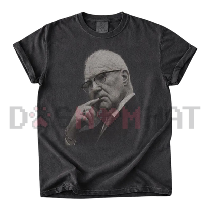 Kevin Reddington Black and White Portrait T-Shirt - Vintage Elderly Man Photo Tee
