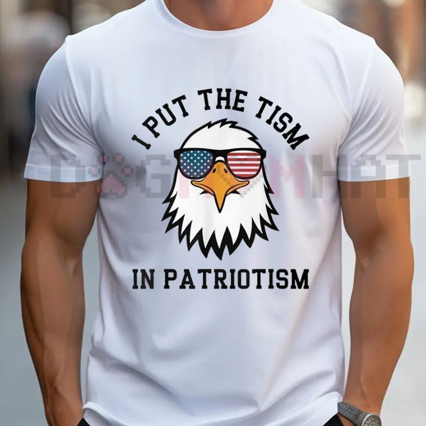 Put The Tism In Patriotism Athletic Eagle T-Shirt