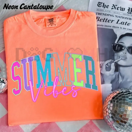 "Summer Vibes" Retro Neon Graphic T-Shirt
