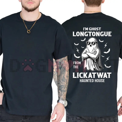 Ghost Longtongue Haunted House Funny Halloween T-Shirt - Funny Spooky Graphic Tee
