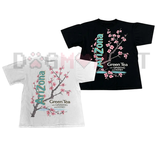 Vintage Arizona Green Tea Cherry Blossom Shirt - Retro Y2K Pastel Graphic Tee