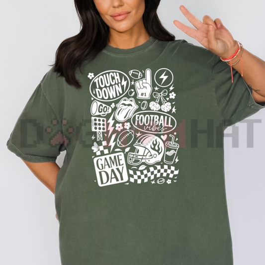 Game Day Vintage Gridiron Graphic Tee - Retro Football Mama Comfort Colors Garment-Dyed Shirt