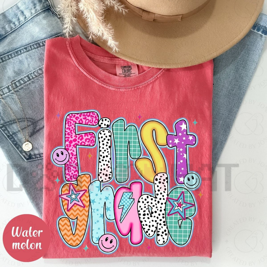Comfort Colors Retro First Grade Smiley Shirt - Vintage Back to School Tee