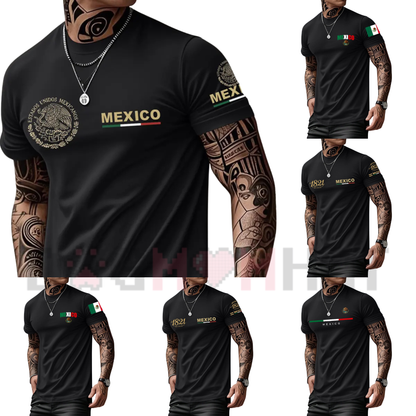 Men's Heavyweight Mexican Print Loose Fit T-Shirt - Summer Streetwear Tee