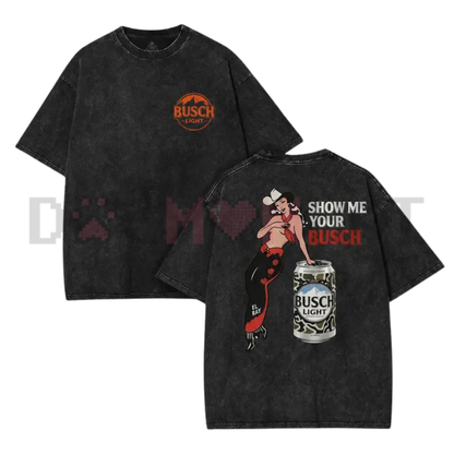 Nocturnal Saloon Pin-Up Cowgirl Graphic Tee - Vintage Acid Wash Y2K Dive Bar Shirt
