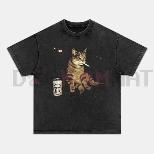 "WACKY CAT" Oversized Washed T-Shirt
