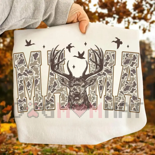 Camo Mama Deer Hunting Camouflage Sweatshirt – Retro Camo Western Tee Style