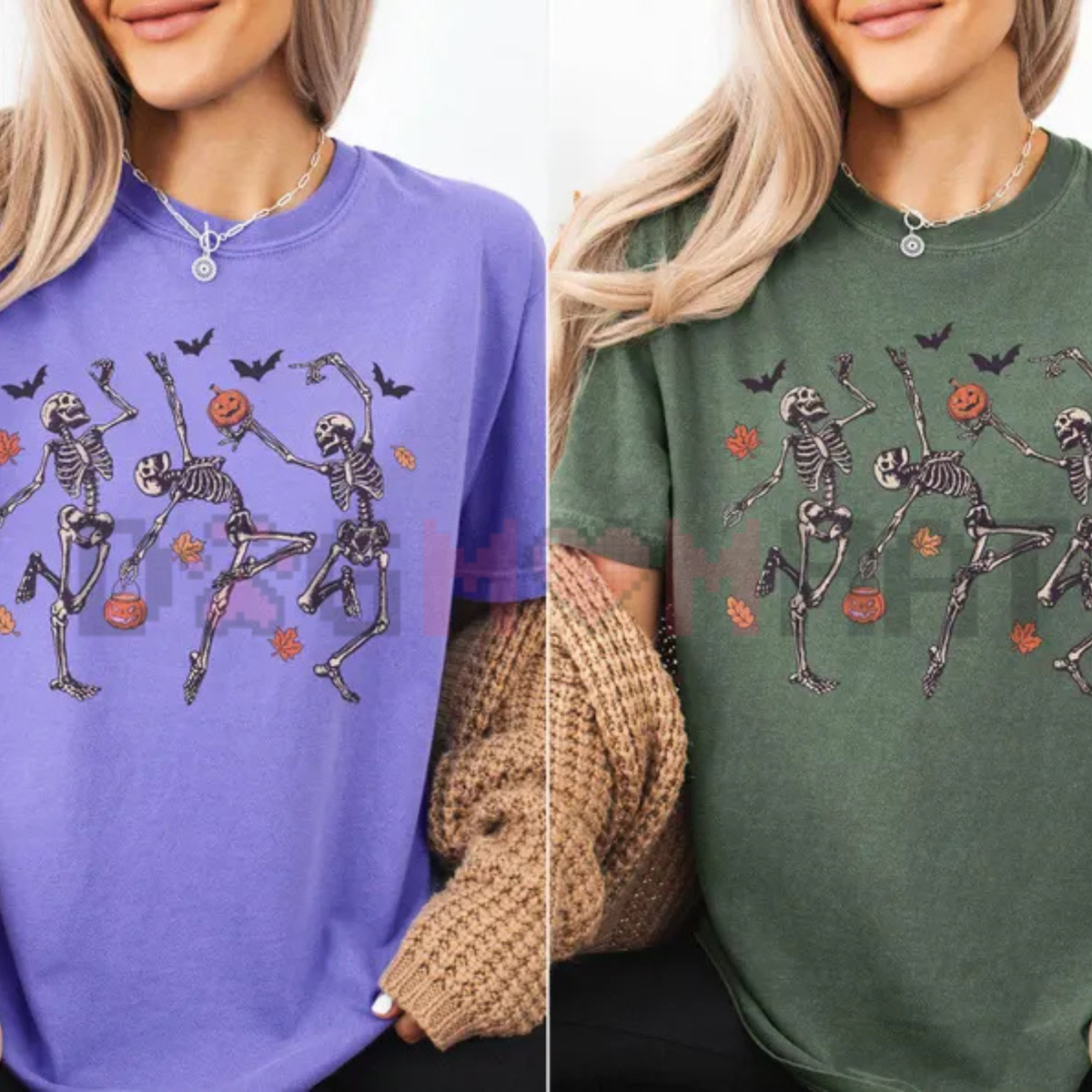 Comfort Colors® Dancing Skeleton Halloween T-Shirt - Pumpkin & Skeleton Graphic Tee