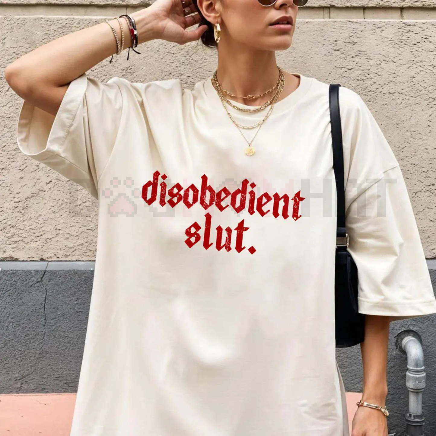 Rebellious Attitude Graphic Tee – Bold Gothic Letter Print Shirt