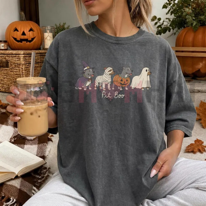 Comfort Colors® Spooky Pitbull Ghost "Pit Boo" Shirt – Cute Pitbull Dog Mom Tee