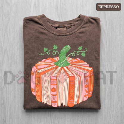 Book Pumpkin T-Shirt - Cozy Bookish Fall Reader Graphic Tee
