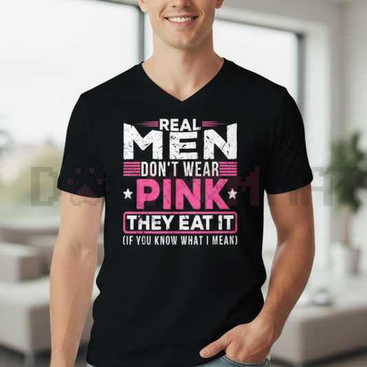 "Real Men Don't Wear Pink" Sexy Perverted Mouth Cat T-Shirt