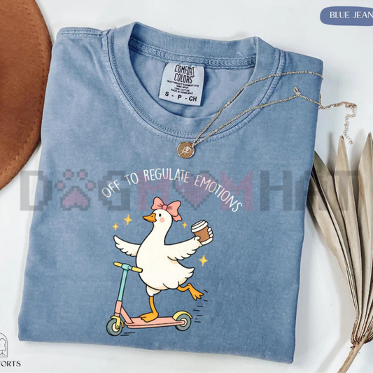 Off To Regulate Emotions Silly Goose Graphic Tee - Retro Soft Vintage Cotton Unisex Mental Health Therapist Counselor Teacher Gift T-Shirt
