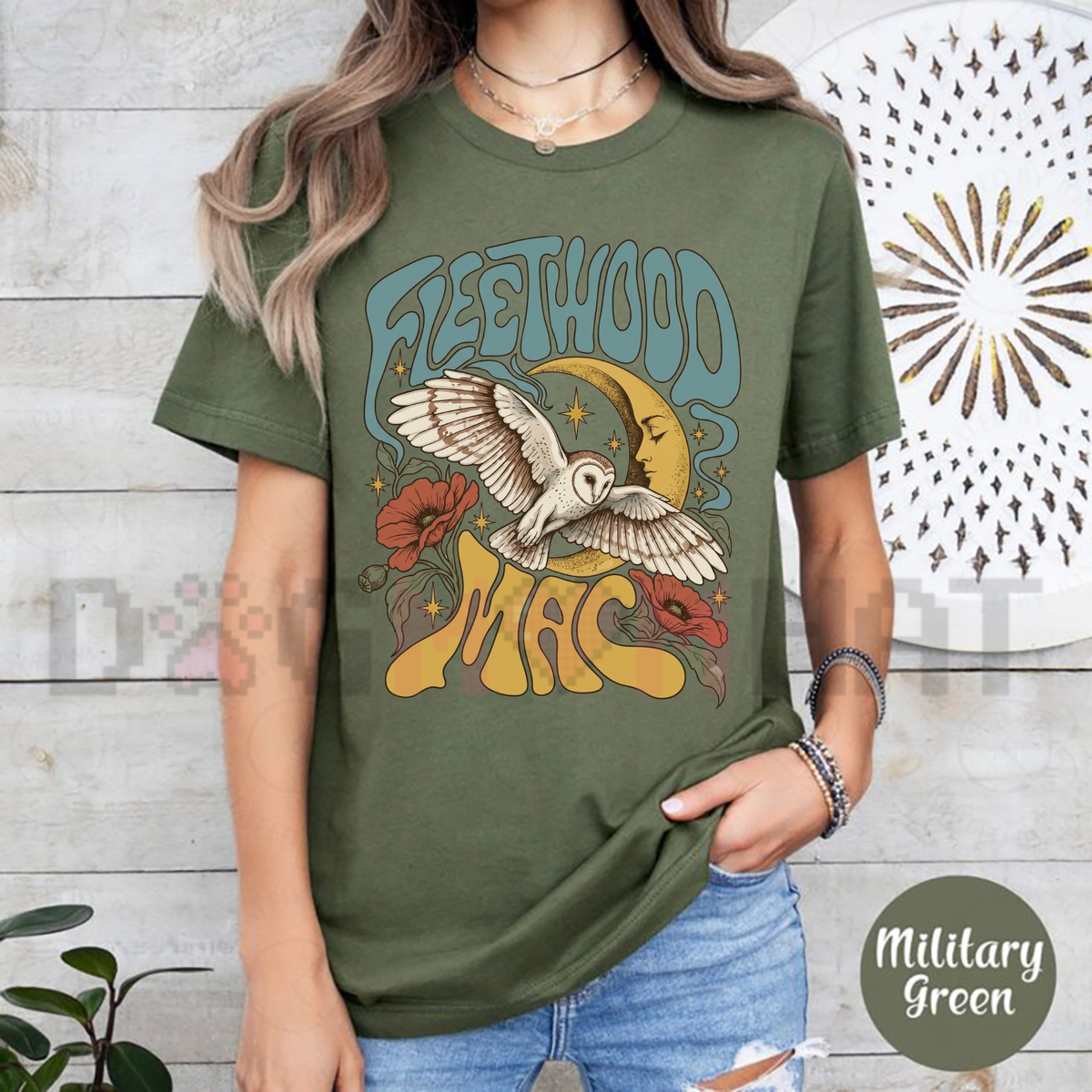 Fleetwood Mac Celestial Owl Vintage 70s Rock Band Graphic T-Shirt