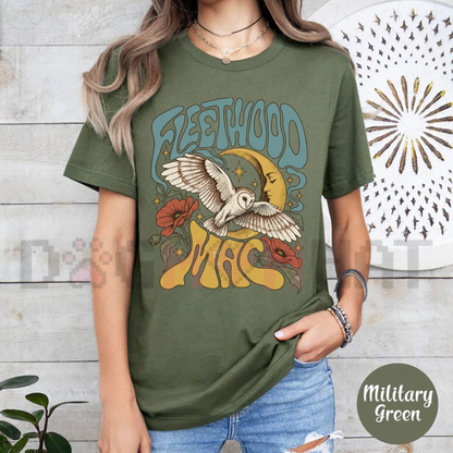 Fleetwood Mac Celestial Owl Vintage 70s Rock Band Graphic T-Shirt
