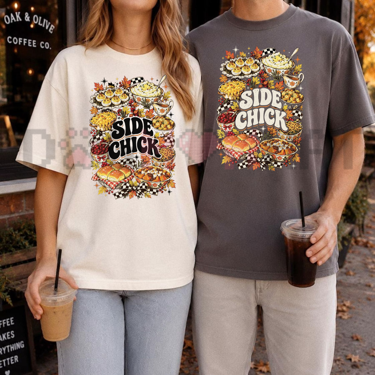 Festive Friction Tee – Funny "Side Chick" Thanksgiving Side Dish Graphic Shirt