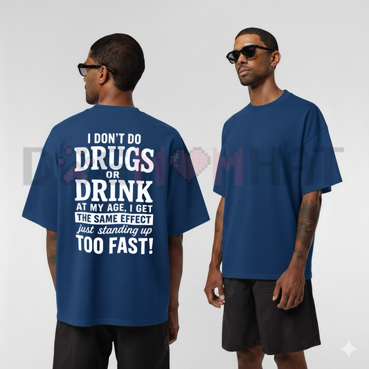 Vertigo & Vibe Meme Graphic Tee - Sarcastic "Standing Up Too Fast" Humorous Shirt