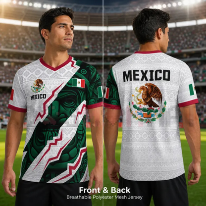 Men's Mexico 2026 Aztec Calendar V-Neck Soccer Jersey