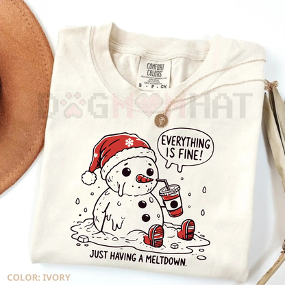 'Everything Is Fine' Meltdown Christmas Comfort Colors® Shirt – Funny Mom Holiday Tee
