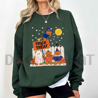 Trick Or Teddies Cute Halloween Graphic Crewneck Sweatshirt