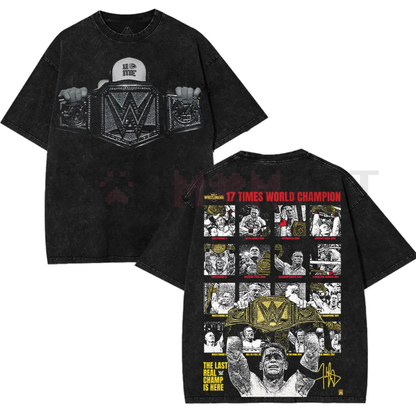 John Cena "The Last Real Champ" T-Shirt – Vintage Washed Oversized Cotton Graphic Tee