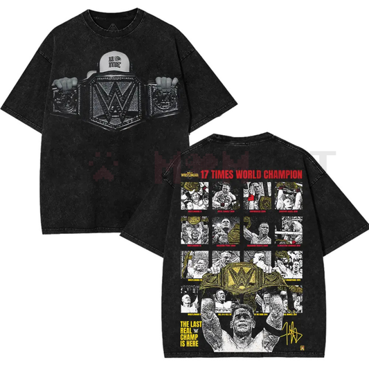 John Cena "The Last Real Champ" T-Shirt – Vintage Washed Oversized Cotton Graphic Tee