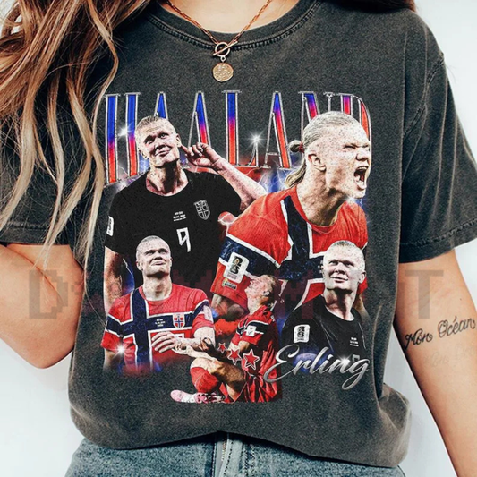 Comfort Colors Erling Soccer Y2K Graphic Tee - Retro Norway Football T-Shirt