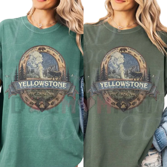 Yellowstone Sanctuary Wildlife Graphic Tee - Comfort Colors 90s Nature Hiking Shirt