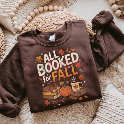 "All Booked For Fall" Vintage Autumn Reading T-Shirt - Book Lover Gift Tee