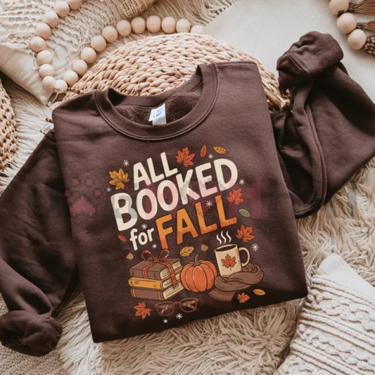 "All Booked For Fall" Vintage Autumn Reading T-Shirt - Book Lover Gift Tee