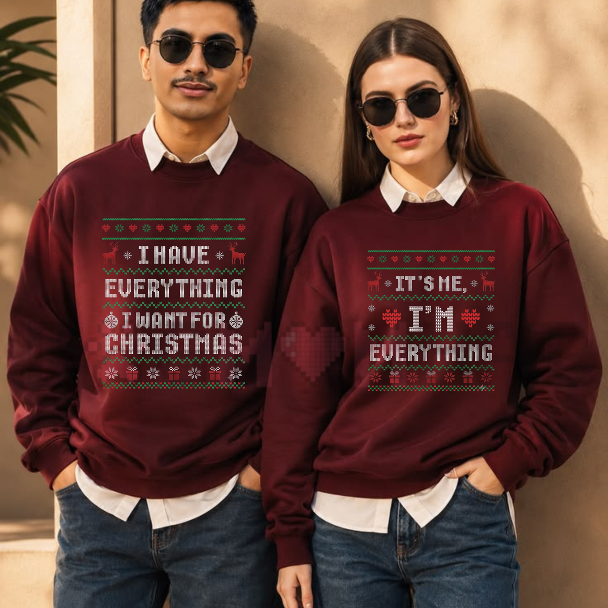 Funny Santa Couples Christmas Graphic Sweatshirt