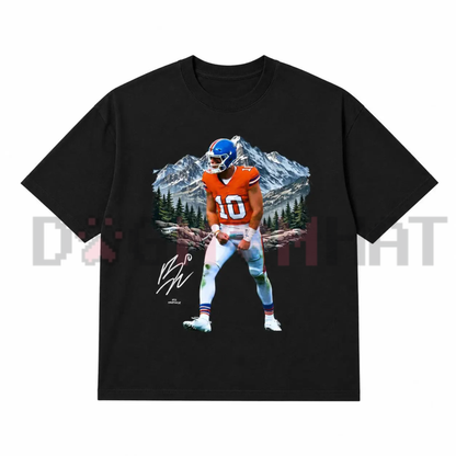 Men's 90s Style "Bo Nix" Graphic Print T-Shirt - All-Seasons Pure Cotton Fitted Tee