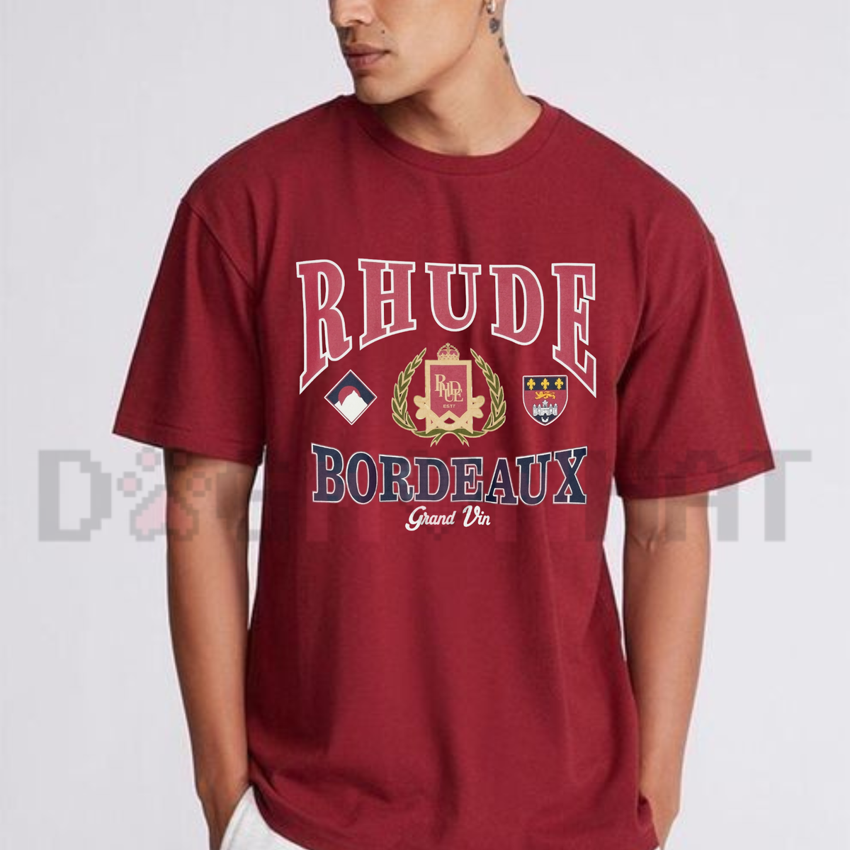 Rhude Black Bordeaux Grand Prix Graphic T-Shirt