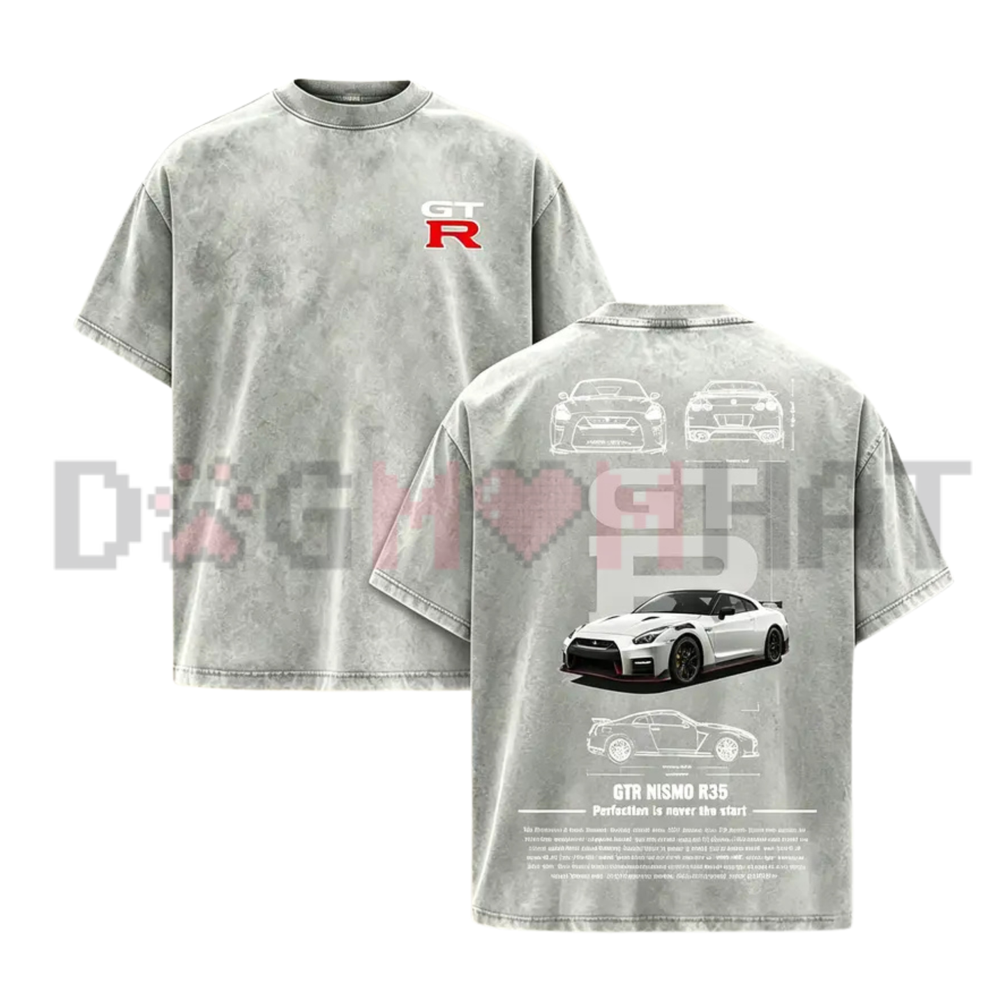 Vintage Washed GTR R35 JDM Racing Graphic Tee - Retro Y2K Soft Cotton Unisex Car Guy Streetwear T-Shirt