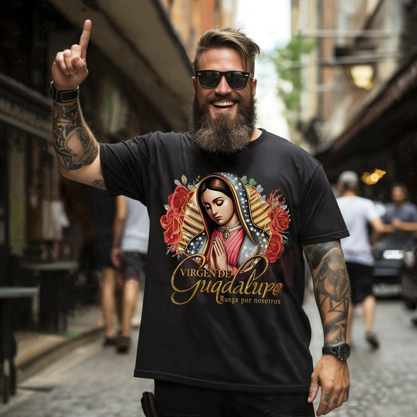 Plus Size Women's Our Lady of Guadalupe T-Shirt – Soft Floral Print Casual Top