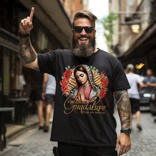 Plus Size Women's Our Lady of Guadalupe T-Shirt – Soft Floral Print Casual Top