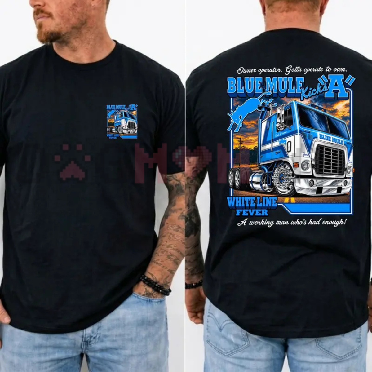 Blue Mule "White Line Fever" Vintage Trucker Graphic T-Shirt