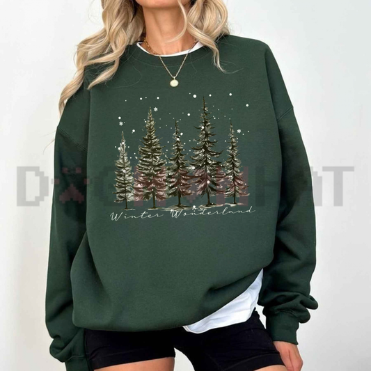 Winter Wonderland Pine Tree Graphic Sweatshirt