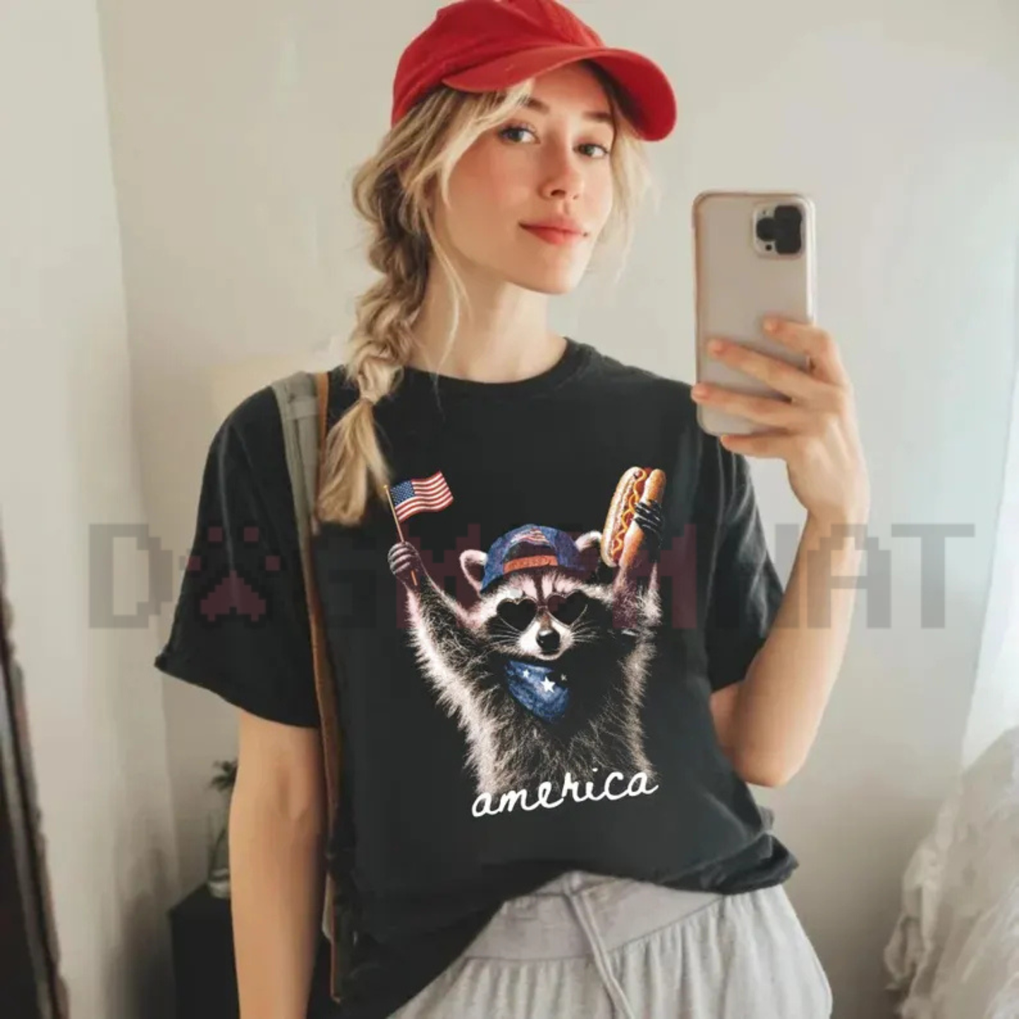 Feral & Free Raccoon Funny Patriotic Tee